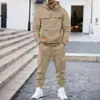 Conjunto com Capuz Masculino Outono e Inverno Amazon Transfronteiriço, Moletom Jovem, Roupa de Trabalho Masculina, Jaqueta Moletom Casual Color-Blocking