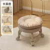 Taburete Pequeño para el Hogar con Ruedas Giratorias, Taburete Bajo con Ruedas, Taburete Redondo Pequeño Móvil con Cojín Suave para Adultos, Adecuado para la Entrada