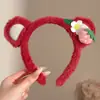 Tiara fofa de pelúcia com orelhas de urso e laço para mulheres, novo estilo 2026, projetada especificamente para lavar o rosto e aplicar máscaras faciais
