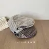 Boina retro a rayas de estilo japonés para niños y niñas, boina elegante para primavera y otoño, sombrero de pintor artístico