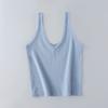 Verano Nuevo Moda Europea y Americana Color Sólido Cuello en V Acanalado Ajustado Top Chaleco C6644 Adelgazante