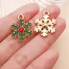 Colgantes Serie Navideña de Aleación Roja con Goteo de Aceite Muñeco de Nieve Copo de Nieve Charms Accesorios para Pendientes Llavero DIY