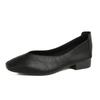 Solado Macio Novo Estilo Confortável Respirável Salto Baixo Bico Quadrado Boca Rasa Sapatos de Camada Única Femininos Algodão Macio Pé Livre Sapatos de Leite para Trabalho