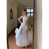 Vestido Suspensório de Renda Estilo Suave Novo 2025 Feminino Verão Sem Mangas Malha Temperamento Emagrecedor Saia Longa