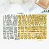 Adesivos de letras artísticas dourados e prateados de 0,5 polegada para journaling, pequenos itens decorativos, adesivos pequenos de letras e números