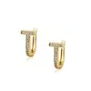 Pendientes de Letra t Completamente de Diamante Estilo Europeo y Americano Temu, Pendientes de Lujo Chapados en Oro de 14K, Pendientes de Gama Alta Modernos y Versátiles