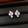 Brincos de franja com flor de trevo de zircônia vintage com toque de luxo, brincos versáteis e modernos atacado