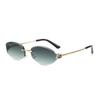 Gafas de Sol de Moda Europeas y Americanas Nuevas Sin Marco, Tendencia, para Viajes Transfronterizos, Anti-UV, que Muestran la Cara, Gafas de Sol Pequeñas Retro para Fiesta