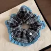 Diadema de tela de mezclilla azul a cuadros estilo coreano para recoger el pelo, estilo dulce, accesorio para el cabello para mujer