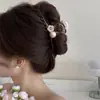 Pinza para el pelo de acrílico con perla y flor para mujer, estilo popular nuevo Primavera y Verano 2024, pinza de tiburón, pasador de pelo 13 cm