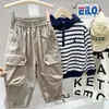 Calça Cargo Solta Estilo Outono para Meninos 2026, Calça Dad Estilo Coreano Estilosa para Crianças