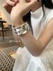 Suministro Directo de Fábrica Transfronterizo Estilo Frío Europeo y Americano Personalizado Cóncavo y Convexo Textura Metálica Aleación Pulsera Abierta Pulsera Al Por Mayor