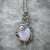 Deseo Nueva Joyería Vintage Seda Enrollada Collar de Piedra Lunar Joyería de Moda para Mujer