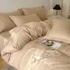 Conjunto de quatro peças jacquard 100% algodão de alta qualidade e alta contagem de fios, lençol de cetim 100% algodão simples e luxuoso para cama de 1,8m