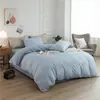 Conjunto de Flanela Escovada Muji Estilo Japonês de Quatro Peças, Conjunto de Roupa de Cama para Casa com Xadrez Pequeno Retrô, Amigo da Pele, Universal para Todas as Estações