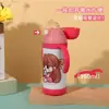 Termo Infantil de Transferencia Térmica Acero Inoxidable Recubrimiento Liso Foto Logo Impreso Tapa Pop-Up con Popote Hervidor de Agua Aislado