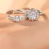 Anéis de Casamento Ajustáveis Luxuosos com Pontas Abertas para Casal com Diamantes Simulados para Homens e Mulheres