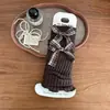 Meias Largas de Xadrez com Laço Outono/Inverno Estilo Coreano Ins para Meninas Coberturas de Perna de Tricô Aquecedores de Panturrilha de Caxemira Aquecedores de Perna Largos