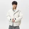 Jaqueta Curta Masculina Outono e Inverno Casaco de Algodão, Jaqueta Puffer Masculina à Prova de Três Elementos com Gola Alta, Casaco de Algodão Básico Engrossado High Street para Homens