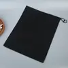 Saco de Tecido Não Tecido Preto Espesso com Cordão e Logo Personalizado, Adequado para Embalagem, Viagem, Secar Roupas e como Sacola de Presente