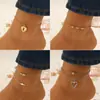 Joias transfronteiriças simples tornozeleira de amor de camada dupla moda Boêmia tornozeleira em forma de coração ornamentos para o pé de praia atacado