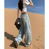 Jeans de Pierna Ancha para Mujer en Otoño e Invierno Nuevo Estilo con Diseño Personalizado Estilo Perezoso Americano Pantalones Rectos Ajustados Sueltos de Largo Completo