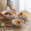 Fabricante Original Plástico PP Tigela para Ramen Tigela para Macarrão Caracol Tigela para Sopa Tigela para Arroz Japones Simples Picante Quente Tigela Listrada Maocai