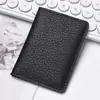 Nueva Cartera de Piel para Hombre, Patrón de Grano de Alta Gama, Múltiples Ranuras para Tarjetas, Portatarjetas Pequeño Ligero y Sencillo, Cartera Fina Portatarjetas