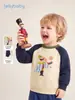 Sudadera para niño jellybaby 2026 otoño top para bebé con estampado suéter para niño pequeño bloques de color ropa para niños