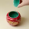 Accesorios Rojos Dorados y Plateados Chinos de Melocotón Redondos para Ceremonia del Té Tanque de Agua para Infusión en Seco en Estilo Lujo Ligero Chino Nuevo