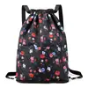 Mochila con Cordón Estampada para Mujer, Gran Capacidad Plegable de Almacenamiento, Bolsa Deportiva para Gimnasio, Mochila de Viaje con Cordón, Plegable