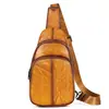 Bolsa de Pecho Retro de Cuero Genuino para Hombre de Comercio Exterior Gran Capacidad Color de Moda Bolso de Pecho Pulido Bolso Cruzado Casual para Hombre para Exteriores