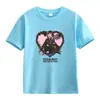 Comercio Exterior Americano Verano Pesado Color Sólido Estampado de Letras Algodón Manga Corta Camiseta Manga Media Ropa para Clase Padre-Hijo Ropa para Niños