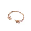 Pulsera de Latón Chapado en Oro de Alta Calidad para Comercio Exterior, Nudo de Amor de Doble Giro Abierto, Personalidad Creativa, Simple