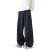 Calça Comprida Casual Estilo Hong Kong Outono Novo Solta Streetwear Japonês Versátil Estilo Hong Kong Juventude Reta Wide Leg Calça Estilo Masculino