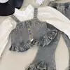Traje de Otoño para Niñas 2025 Nuevo Estilo Denim Primavera y Otoño Chaleco para Niños Camisa Set de Jeans de Tres Piezas para Bebé