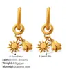 Brincos Pingente Urso Dinossauro Nova Moda Europeia e Americana High-End DIY Aço Inoxidável Banhado a Ouro 18K Brincos Criativos para Mulheres