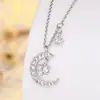 Nuevos Productos Japoneses, Coreanos y de Singapur: Collar de Estrella y Luna Chapado en Plata Pura para Mujer, Cadena para Clavícula de Estrella de Cinco Puntas y Luna Simple y Versátil