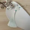 Kit de Materiales Hecho a Mano para Abanico Redondo de Seda con Accesorios de Estilo Tradicional, Piezas de Flor de Perla, Borlas y Pegamento