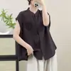 Colete de Linho Liso Artístico Retrô Wuxiu para Mulheres 2026 Novo Estilo de Verão com Bolsos de Renda, Caimento Solto, Emagrecedor, Top Casual