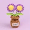 Plantas de Tulipán Hechas a Mano con Ganchillo Transfronterizas en Maceta, Adornos de Rosa, Jarrones de Flores Tejidos con Hilo, Flores Artificiales, Plantas en Maceta para Escritorio