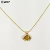 Wt-N1496 Pequeño y Exquisito Gema de Color Turquesa Jade Rojo y Chapado en Oro de 18K Cadena de 18 pulgadas Collar Suéter