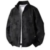 Jaqueta de couro PU com gola alta estilo americano, novo modelo primavera/outono, corte solto, moderna, versátil, casual, forrada com fleece, vintage, resistente ao desgaste