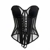 Top corsé de tiras negras transparentes con ballenas de comercio exterior para mujer, adecuado para usar como capa exterior o interior, adelgazante y entallador de cintura