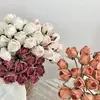 Ramo Retro de Rosas Estilo Americano, Flores Artificiales con Bordes Quemados, Flores Falsas para Decoración de Sala de Estar y Mesa de Comedor, Accesorios para Fotografía