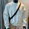 Sudadera de cuello redondo, color sólido, peso pesado, estilo americano, estilo pareja, otoño e invierno, cuello pequeño, camiseta de manga larga rígida, camiseta base gruesa