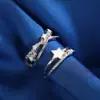 Anillo Abierto de Doble Capa Coreano Femenino Estrella Circonita Diseño de Nicho Anillo para Mejor Amiga Estudiante Anillo de Dedo Índice de Gama Alta