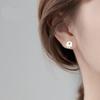 Pendientes de plata S925 con diseño de monstruo pequeño, creativos, novedosos y femeninos, con personalidad japonesa y coreana, con forma de donut.