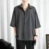 Nova Camisa de Manga Longa Fina de Seda de Gelo Primavera/Verão 2026 para Homens, Estilo Ins, de Alta Qualidade, Elegante, Modelagem Solta, Camisa com Caimento