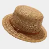 Fivela de Cinto Moda Europeia e Americana Decoração Chapéu de Palha Vazado Homens e Mulheres Verão Exterior Casual Praia Areia Férias na Praia Chapéu de Proteção Solar